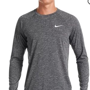 Nike Mens Dri Fit Gray Hydroguard‎ Long Sleeve Shirt UPF 40 Size Small New